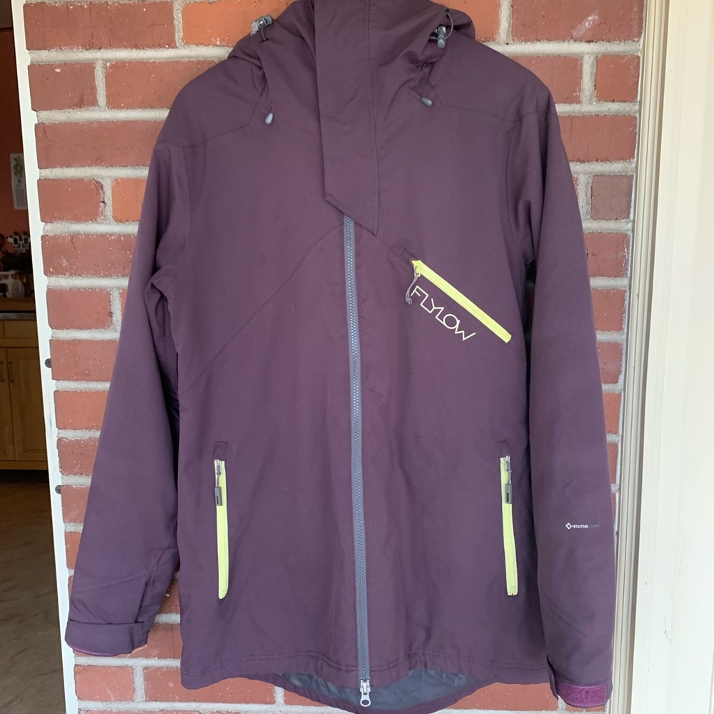 Purple maroon long fly low ski jacket